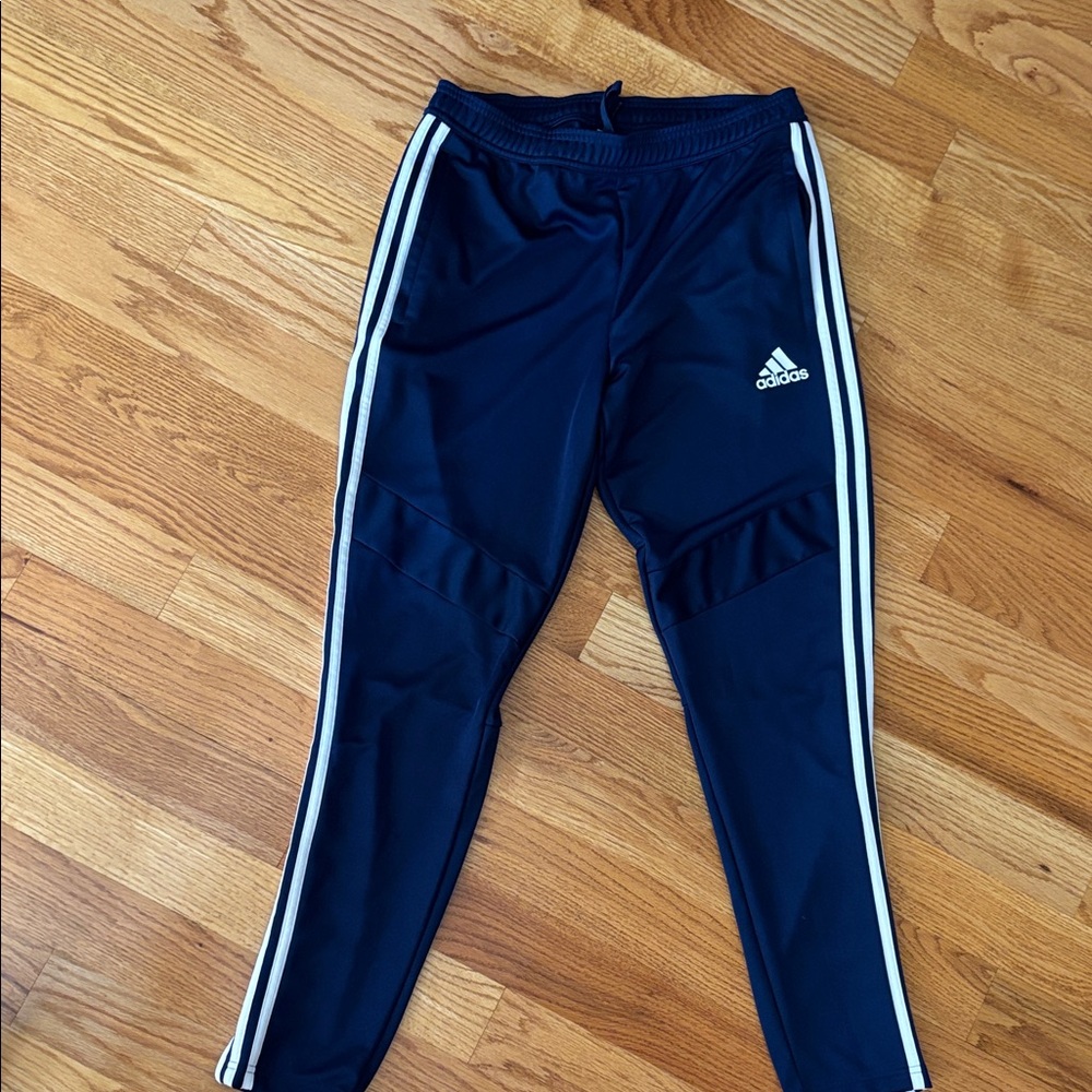 Adidas Navy Joggers with White Stripes